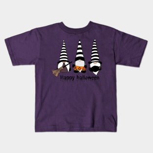 Happy Halloween! Cute Gnomes with Hats  Autumn Vibes Halloween Boo Thanksgiving and Fall Color Lovers Kids T-Shirt